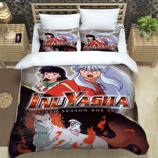 x2307 Bed SheetsInuyasha Cartoon Printed Bedding Sets exquisite bed supplies set duvet cover bed comforter set bedding set luxury birthday gift 3-Piece Bedding Set (1 Duvet Cover + 2 Pillow Shams) nj2