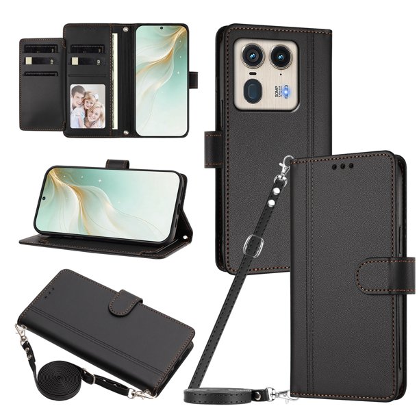 Funda Cartera para Motorola Edge 50 Ultra 5G con Bolsillo para Billetes, Negro