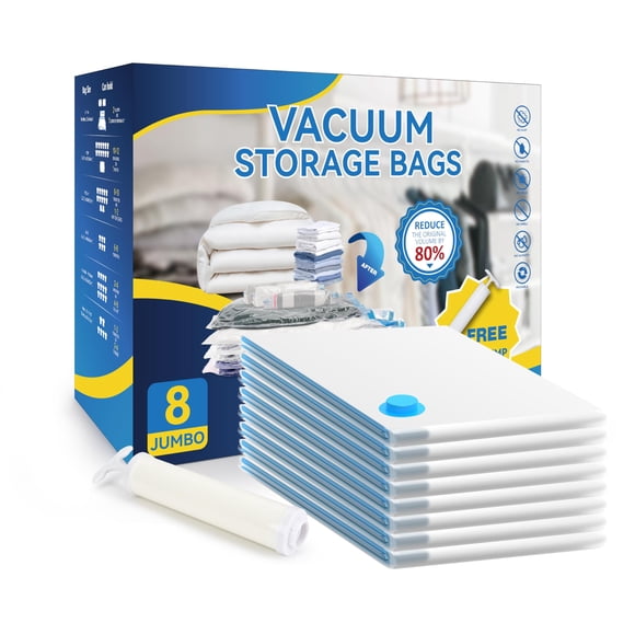 Bolsas de almacenamiento al vacío Simple Deluxe 8 Jumbo, ahorradoras de espacio