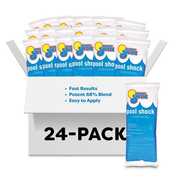 In The Swim Shock para Piscina – Sanitizante Granular Cal‑Hypo 68 % para Agua Cristalina – Defiende contra Bacterias, Algas y Microorganismos – 24 x 0,45 kg