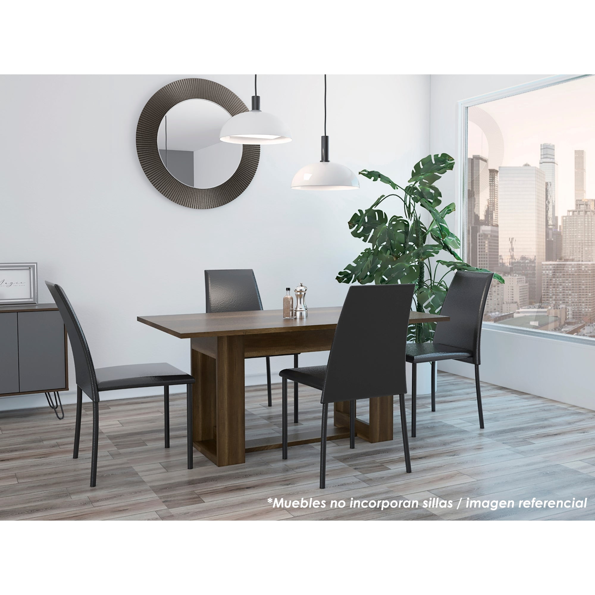 Tuhome - Mesa De Comedor Volterra 6 Puestos Caramelo 74,05x160x85 Cm