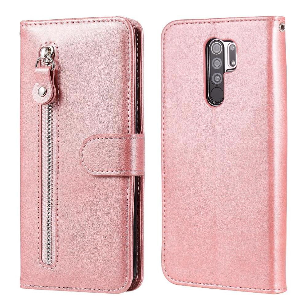 Gangxun - Funda Con Cremallera Para Xiaomi Redmi 9, Carcasa Cartera De Cuero Pu Con Soporte Y Tarjetero