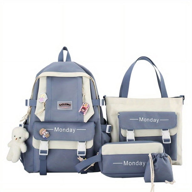 4-Piece Simple & Stylish Backpack Set - Perfect for School & Everyday Use!