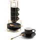 thumbnail image 1 of Juego de tazas de espresso Lareina de 90 ml con platillos, cucharas y soporte, 4 unidades, 1 of 8