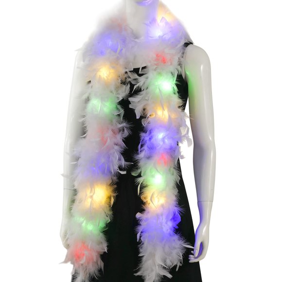 Boa Larryhot de 2 yardas con plumas blancas iluminadas