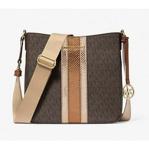 Cartera Michael Kors Womens Jet Set Travel Small Signature Logo Top Zip Messenger Crossbody Bag Brown