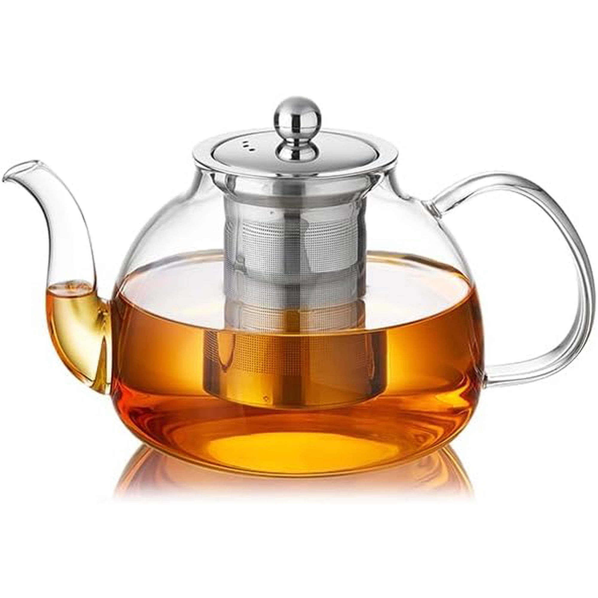Tetera De Vidrio Dopudo De 1200 Ml Con Infusor, Apta Para Estufa, Vidrio Transparente