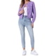 thumbnail image 2 of INSPIRE CHIC Chaqueta Vaquera Recortada de Manga Larga sin Cuello con Botones para Mujer Vuelta al Cole Púrpura M, 2 of 6