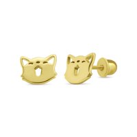 Tiana Joyas - Aro De Gatito Maullador De Plata 925 Enchapados En Oro 18K