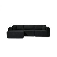 M&Ms - Modular Sectional Sofa, Cloud Sectional Couch With Deep Seat, Modern Modular L-Shape Sofa With Chaise,Upholstered Boneless Couches For Living Room (Corduroy, Black,Left Facing Chaise)