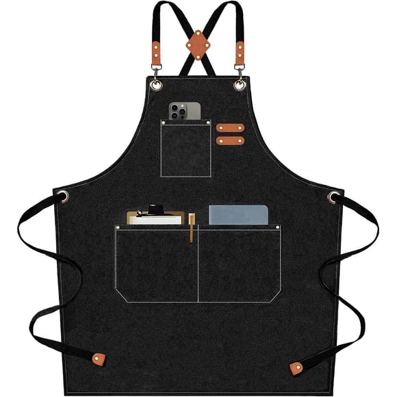 Delantal De Lona Apron Chef Para Hombre Y Mujer Color Negro