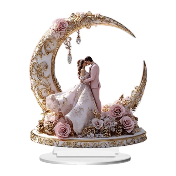 Placa Decorativa Acrílica Con Diseño De Luna 2D Para Recién Casados, Ideal Para Sala De Estar, Oficina Y Escritorio.