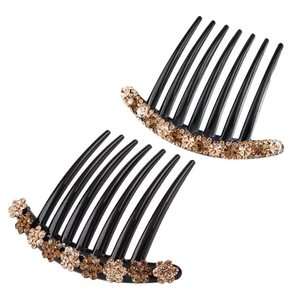 2 peinetas laterales de 7 dientes con diseño floral de diamantes de imitación, horquillas decorativas con flores de diamantes de imitación, accesorios para mujer (2 estilos)