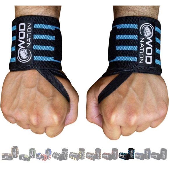 Muñequeras WOD Nation 30 cm Negro/Azul Claro