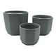 thumbnail image 2 of Set 3 Maceteros Maceta De Ceramica Gris Lineas Verticales, 2 of 8