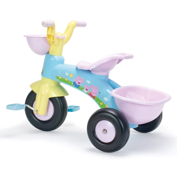 Peppa Pig Triciclo para Niños Pequeños con Canastas Delanteras y Traseras, Primera Bicicleta para Montar para Niños