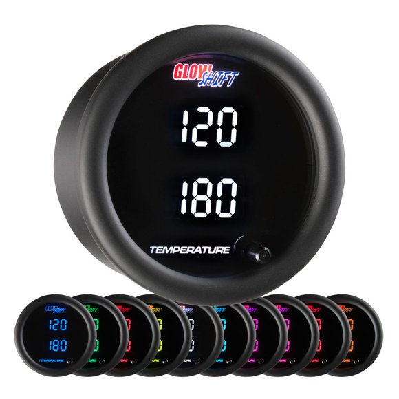 Medidor de Temperatura GlowShift Dual de 52 mm, Digital de 10 Colores