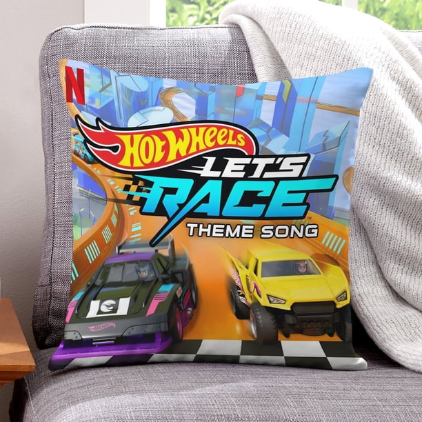 Hot Wheels: ¡A Correr! Fundas de almohada de terciopelo con tema, regalos de funda de almohada, decoración para el hogar, cojín de lanzar, regalo de cumpleaños para fans y parejas.40*40cm.