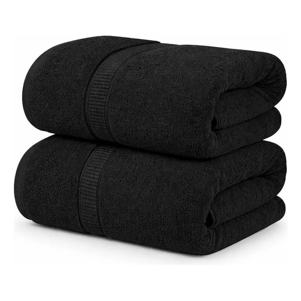 Set De 2 Toallas De Baño 140 X 70 Cm Algodón 500 Gr Grandes Negro