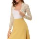 thumbnail image 4 of INSPIRE CHIC Bolero Abierto de Encaje Floral Transparente para Mujer, Cárdigan Corto 2XL Caqui, 4 of 7