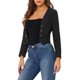 thumbnail image 4 of Chaqueta Recortada de Mezclilla INSPIRE CHIC para Mujer con Frente Abierto Sin Cuello Casual Bolero Shrug XL Negro, 4 of 6