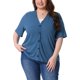 thumbnail image 1 of Agnes Orinda Cárdigan de Talla Grande para Mujeres Escuela Universidad Abotonado Transparente Cuello Redondo Manga Corta Suéter Tejido 4X Azul, 1 of 5