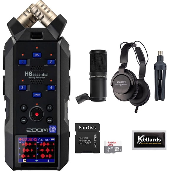 Grabador de audio portátil Zoom H6essential de 6 pistas con micrófono