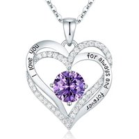 Collar Heshpaws Love Pendant Con Zirconia Y Piedra De Nacimiento