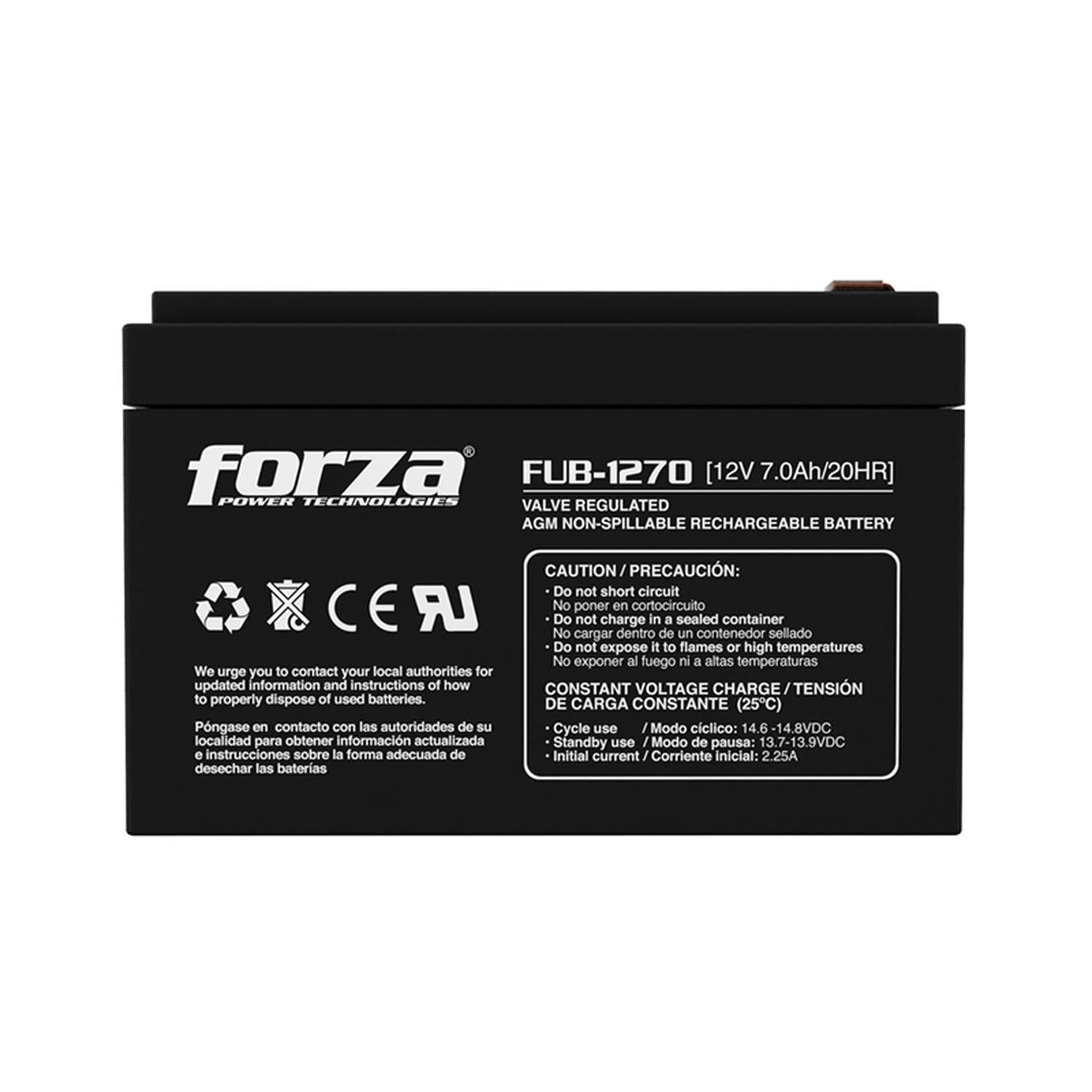 Batería Para Ups Forza Sellada Recargable Fub-1270 Negro Talla Única