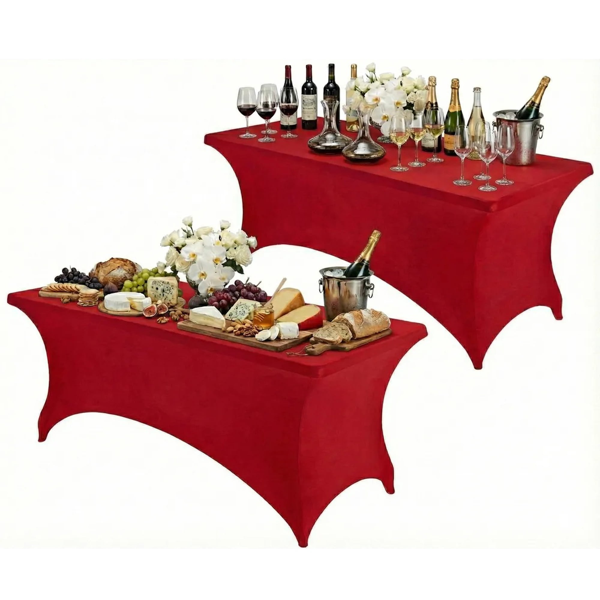 Eoland - Pack X2 Funda Mantel Spandex 183x75x75 Color Rojo