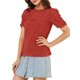 thumbnail image 4 of INSPIRE CHIC Blusas de Mujer con Fruncidos Cuello Redondo Manga Corta Camisa Floral Roja XS, 4 of 7
