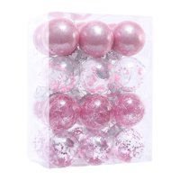 Magideal - Juego De 24 Adornos Navideños Con Forma De Bola, Adornos Decorativos Para Manualidades, Adornos Para Árboles De Navidad Para Fiestas Al Aire Libre Y Rosa Claro