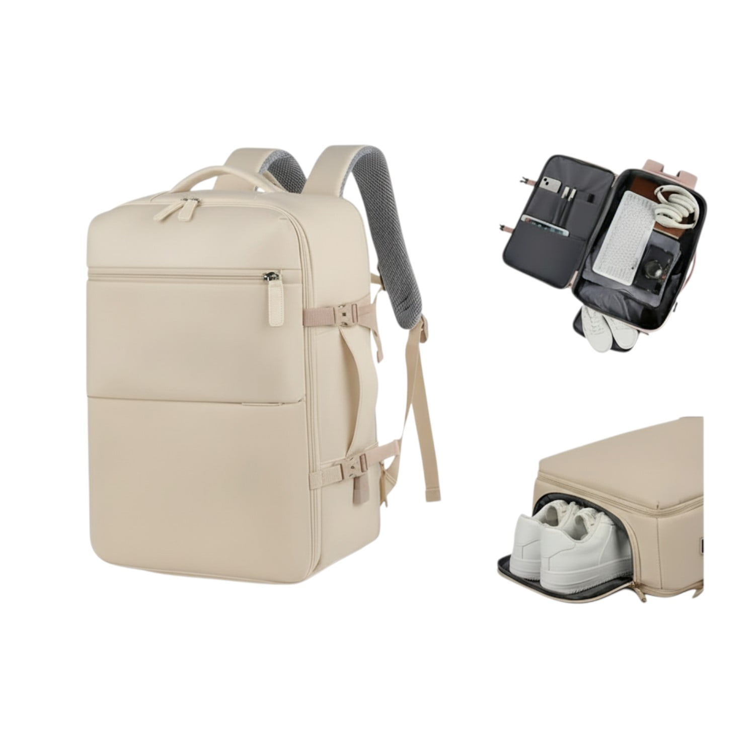 Pwrfitness - Mochila De Viaje Expandible Color Beige