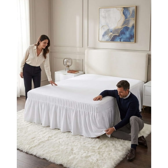 Faldón De Cama King Cubre Base Con Pliegues