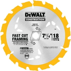 Hoja De Sierra Circular Dewalt Dw3192 18 Dientes 7 1/4 Pulgadas