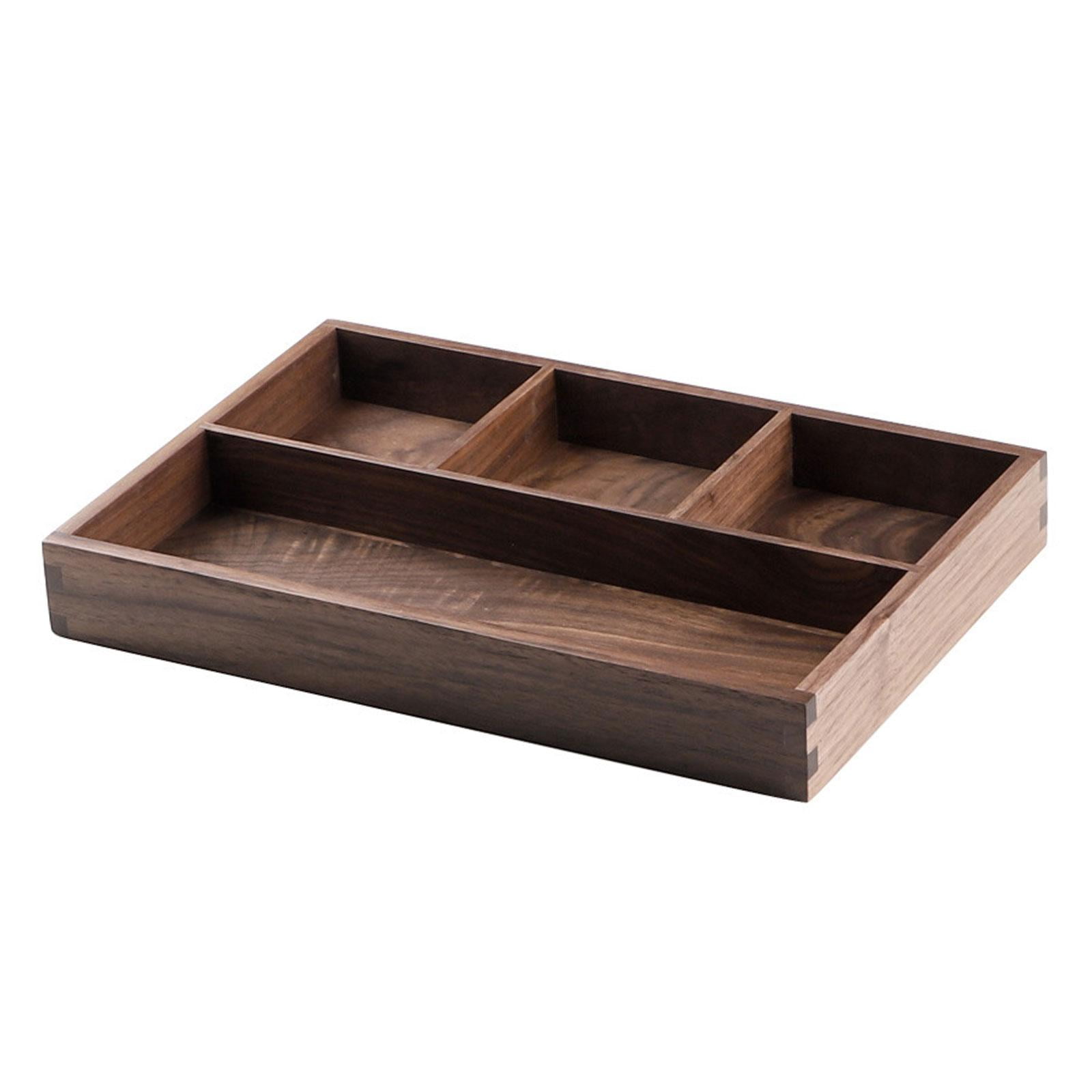 Magideal - Bandeja De Madera, Organizador De Escritorio Con 4 Compartimentos Para La Entrada, Elegante Joyero Con Compartimentos Para Auriculares, Teléfono Y Pul