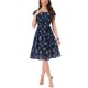 thumbnail image 2 of INSPIRE CHIC Vestido Midi Floral para Mujer Cuello Cuadrado Mangas Cortas con Volantes Dobladillo con Volantes Vestido de Línea A para Invitada de Boda de Verano Azul XL, 2 of 5