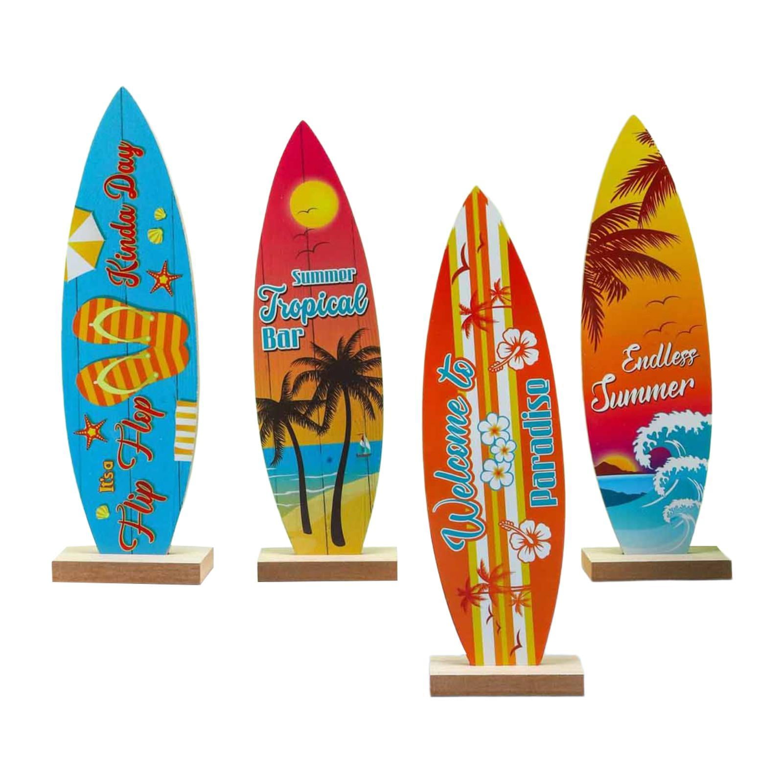 Magideal - 4 Piezas De Decoración De Mesa Con Diseño De Tabla De Surf, Letrero De Bienvenida Al Paraíso, Adorno Para Fiesta De Surf De Verano, Centro De Mesa Con