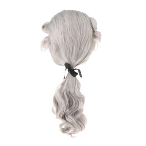 Ioensy - Peluca Colonial Suave Y Cómoda Disfraz De Cosplay Con Cola De Caballo Juez Abogado Peluca Gris