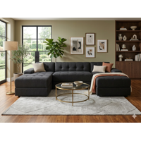 Muebles New - Sofa U Seccional Negro Lino