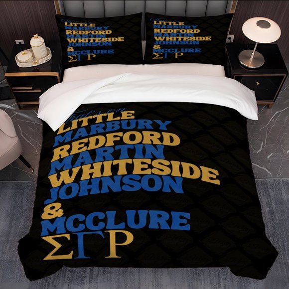 3pcs Sigma Gamma Rho Sisterhood Traditional Poster K-Pop Aesthetic Printed Bedding Set Soft Duvet Cover and 2 Pillowcases for All Seasons