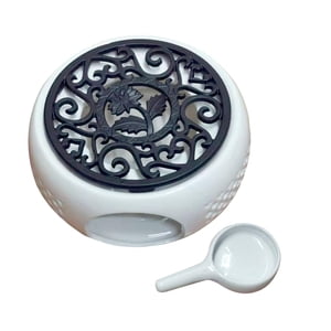 Magideal - Calentador De Tetera De Cerámica, Horno De Con Bandeja Para Velas, Calentador De Leche De Café Calefactor, Calentador , Negro