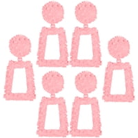 3 Pares De Pendientes Colgantes Con Forma De Trapezoide, Geométricos, Huecos, De Color Rosa