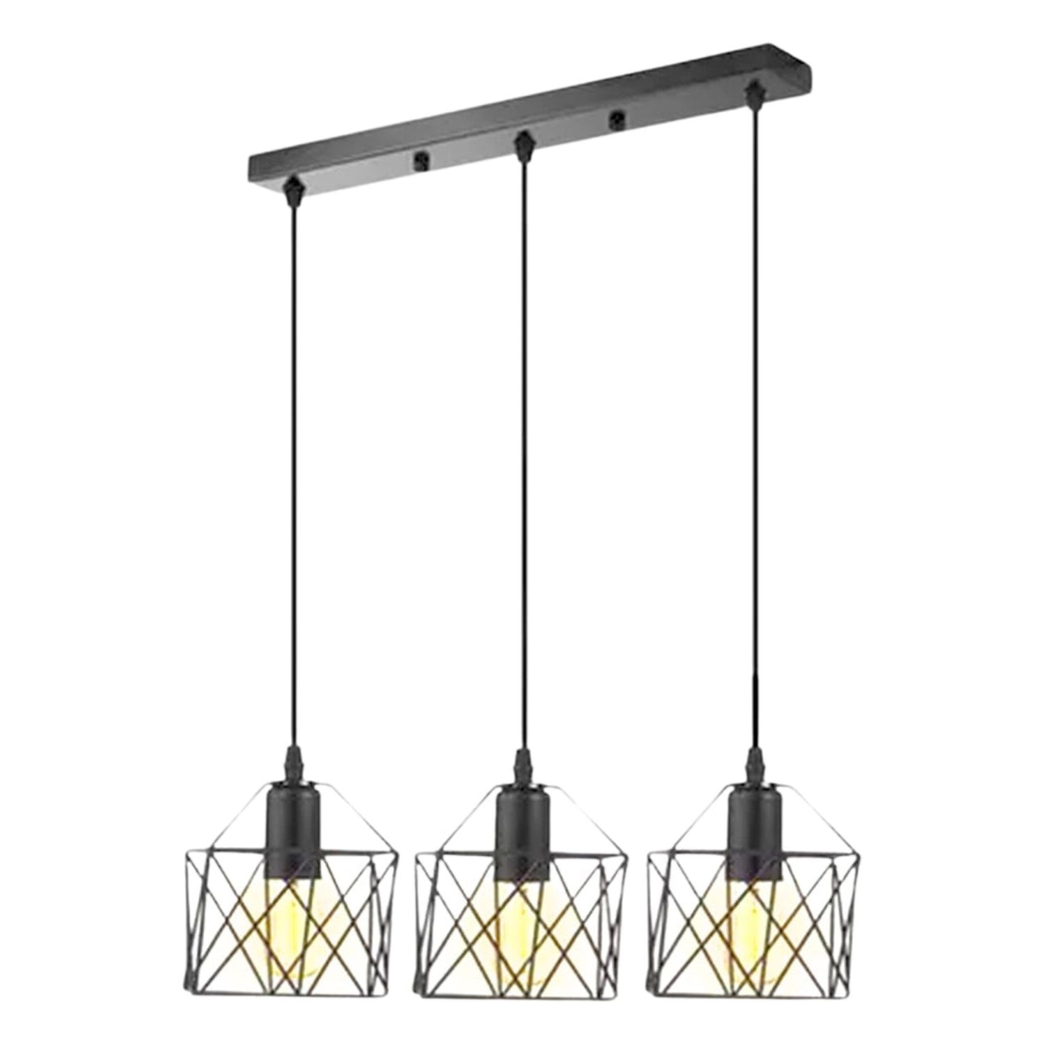 Importclick - Lámpara 3 En 1 Colgante Industrial E26 E27 40 Cm Negro