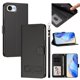 thumbnail image 1 of Funda de Cuero Tipo Billetera para Apple iPhone 17e / 16e 6.1", con Tarjetero, Correa para Muñeca, Soporte a Prueba de Golpes con Relieve de Patrón Feliz, Funda de Teléfono, Negro, 1 of 8