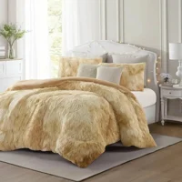 Casadeliacl - Plumon De Invierno Peludos Con Chiporro 2 Plazas Beige Jaspeado Peludo