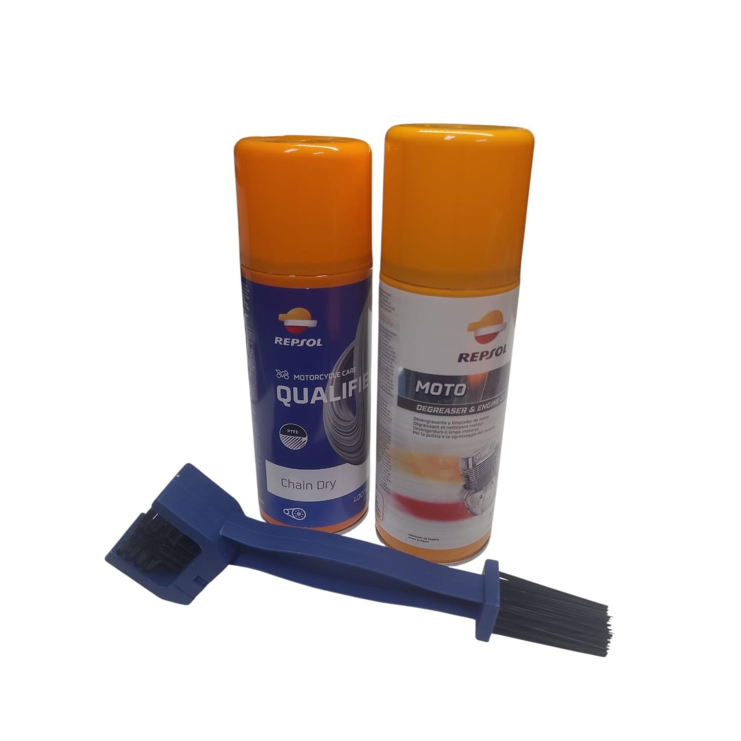Genérico - Pack Limpiador / Grasa Para Cadena De Moto Y Cepillo Repsol