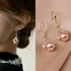thumbnail image 2 of Simple Elegant Faux Pearl Geometric Shape Drop Earrings Champagne Faux Pearl 925 Silver Needle Jewelry, 2 of 2