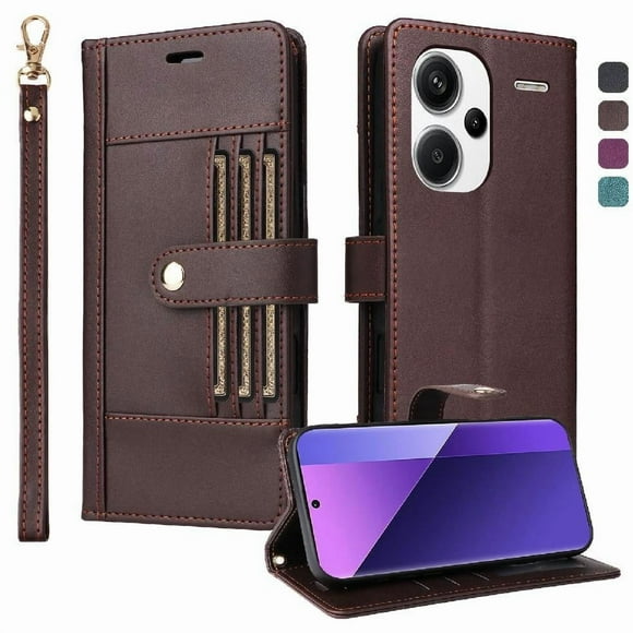 FOXDOCK Funda tipo Cartera para Xiaomi Redmi Note 13 Pro Plus – Cubierta de Cuero PU con Múltiples Ranuras, Bolsillo para Efectivo y Correa de Muñeca