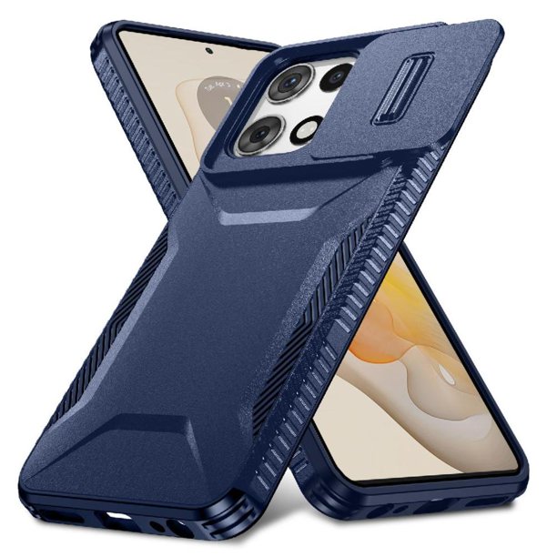 Funda Resistente para Motorola Moto G 5G 2025 con Tapa Deslizante y Protección Militar Azul